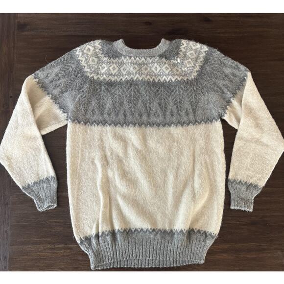 Shag Wool Nordic Sweater Adults Large Knit Pullover Vintage 90s Unisex - Picture 3 of 10